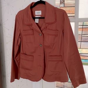 Brushed denim embellished cotton blazer